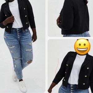 Torrid gold buttons size 3 Textured Ponte Crop Military Jacket